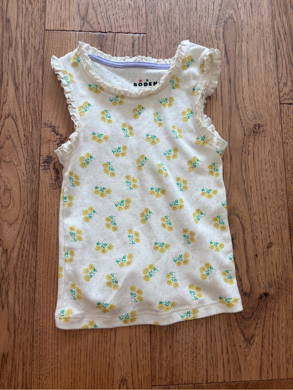 Boden Cream Tank Top with Yellow Floral Print